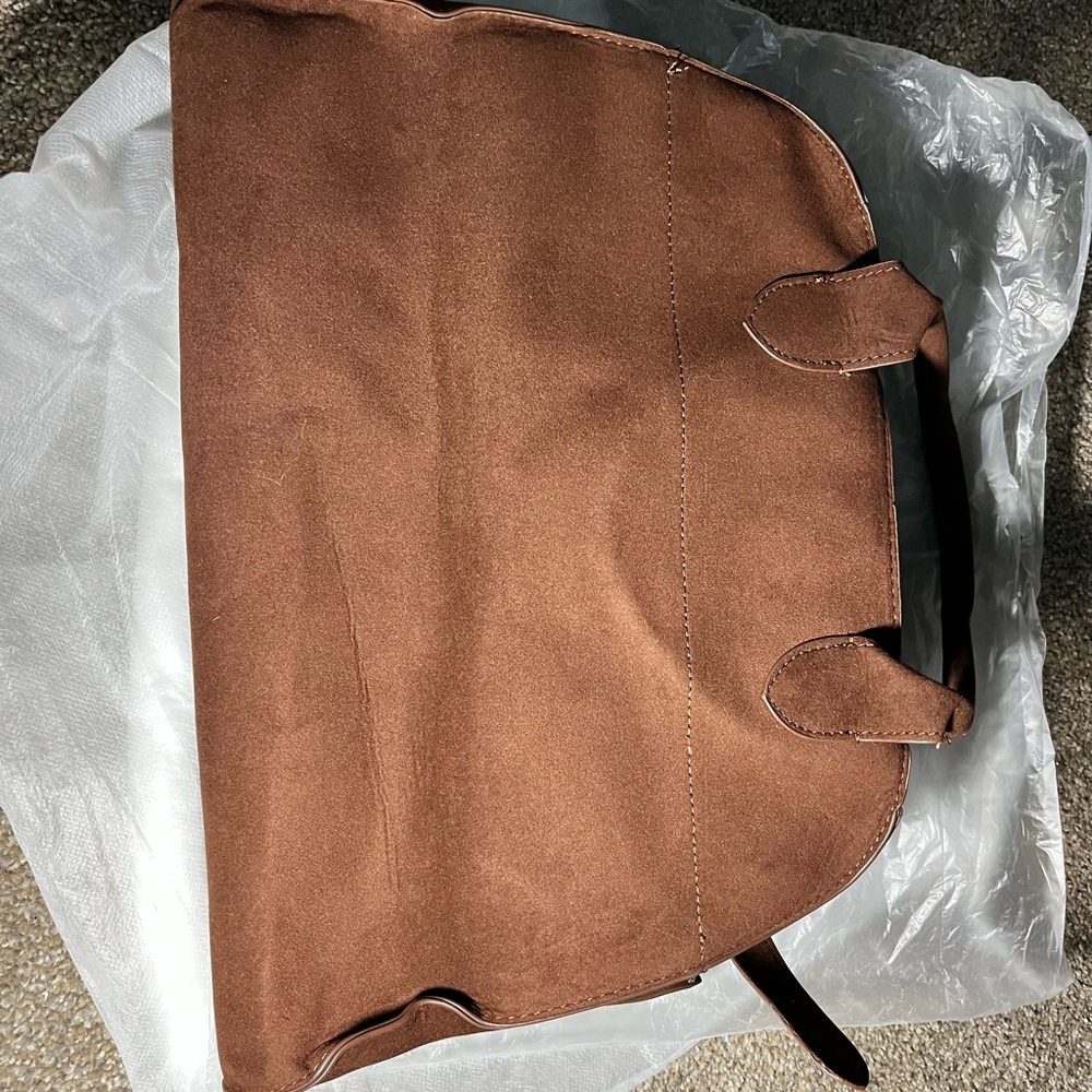 Brown Suede Tote Bag